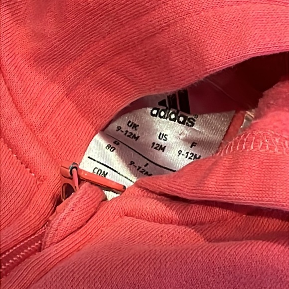 4/$20 Adidas Girls 12 Month Hoodie with Zipper Zip up - Picture 3 of 3